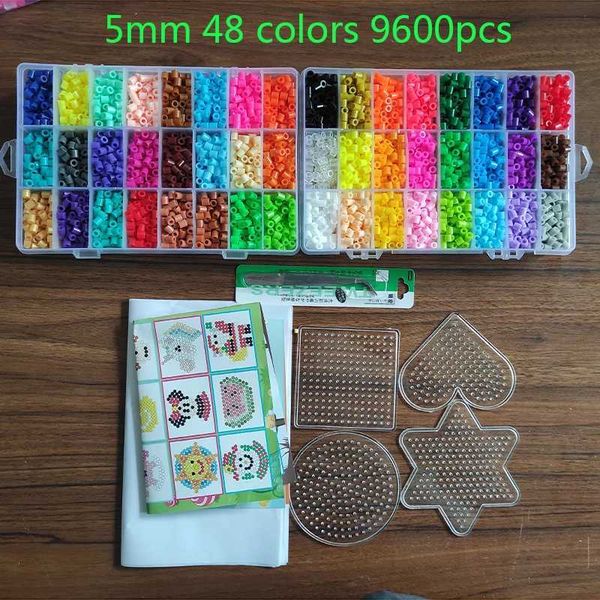 72-48 colors box set hama beads toy 2.6-5mm perler educational Kids 3D puzzles diy toys fuse beads pegboard sheets ironing paper Y240812