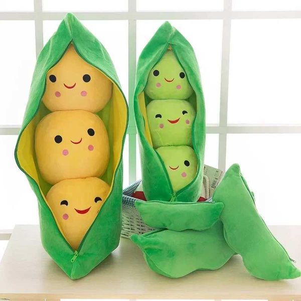 Plush Dolls Super cute baby plush pea filled plant doll for children Kawai high-quality pea shaped pillow toy for boys and girls birthday gi