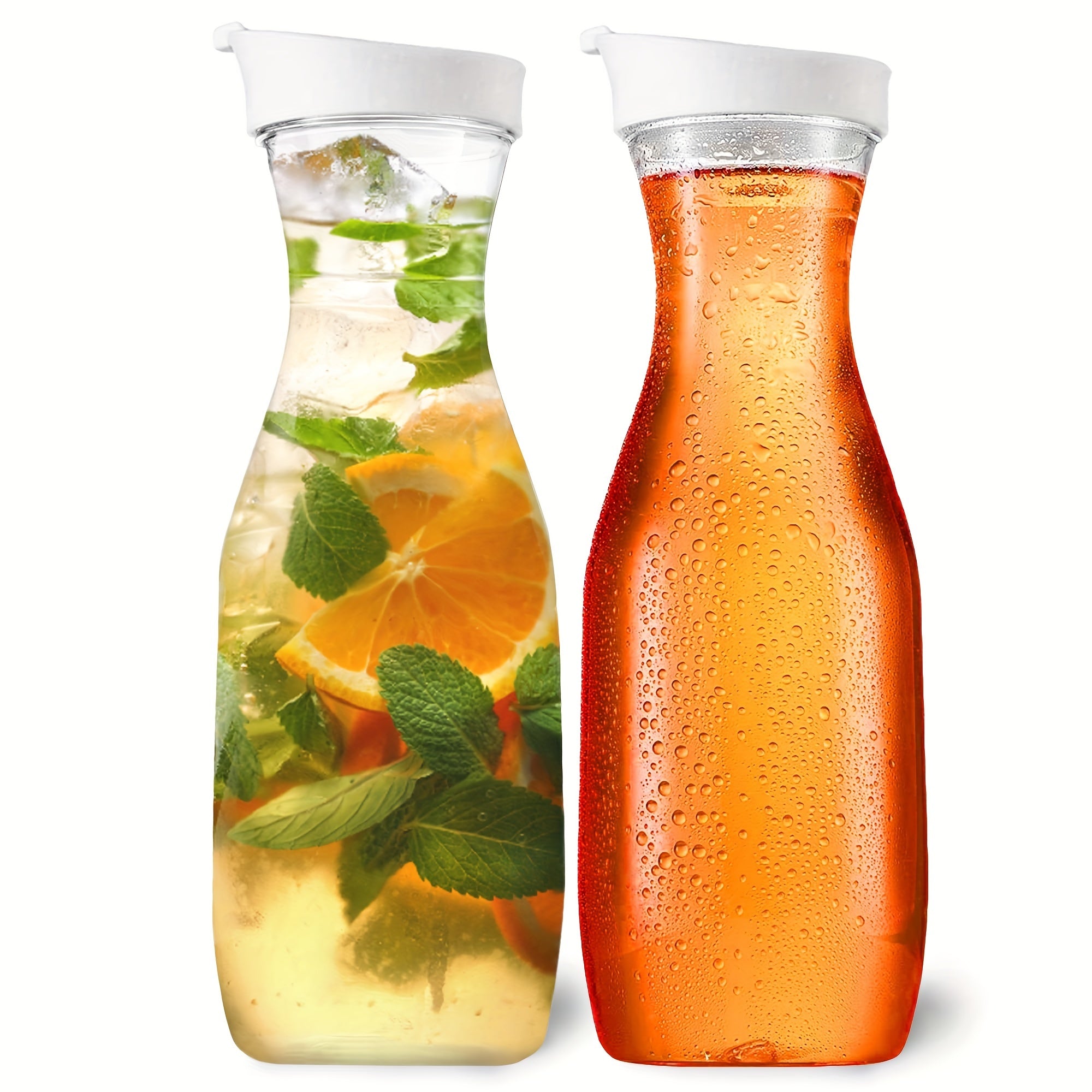 TEMU 2-pack With , 1l-1.5l For Iced Tea, Juice, Lemonade, Smoothie, Milk, Cold Brew - Fridge- Containers, Not Dishwasher Safe