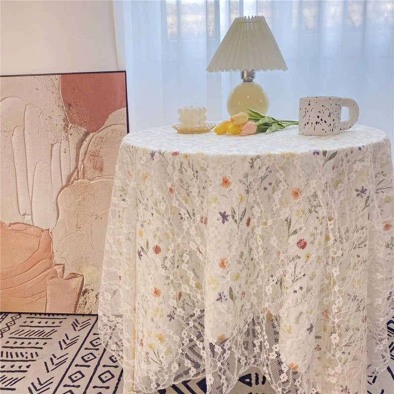 W255 Lace white gauze fresh desk coffee table cloth lace
