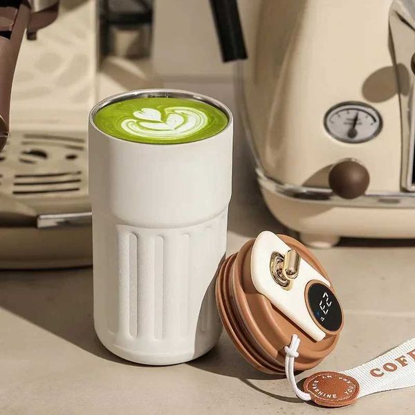 Coffee Cup Outdoor Portable Car Cold Insulated Water Cup Summer High-value 316 Stainless Steel Thermos Mug Smart TemperatureCL240809