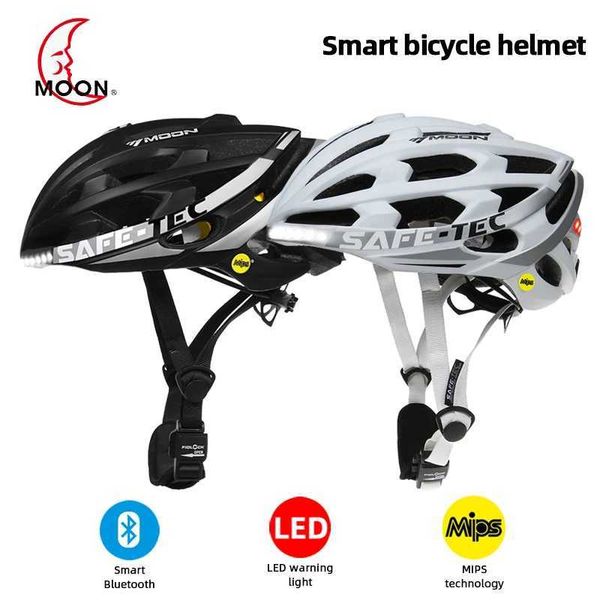 Cycling Helmets Moon Mens Smart Bluetooth Helmet Road Bike MIPS Cycling Helmet with LED Light Integral Helmet MTB Breathable Casco Ciclismo