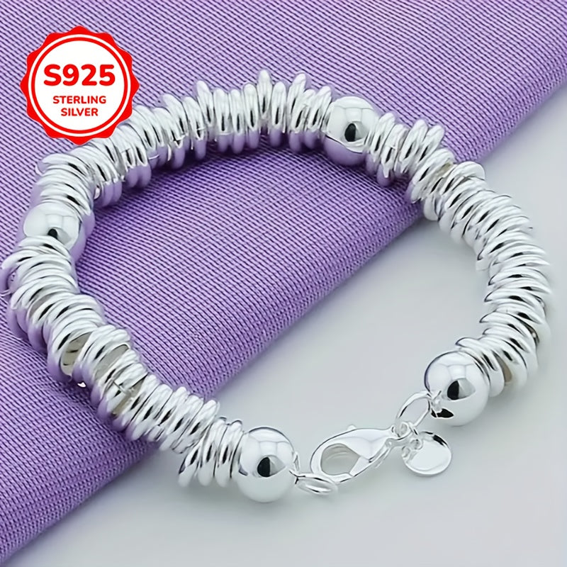 TEMU 925 Pure Silvery Hollow Bead Ball Bracelet, Suitable For Women, Bohemian Style Exquisite Gift, Christmas, Party, Gift