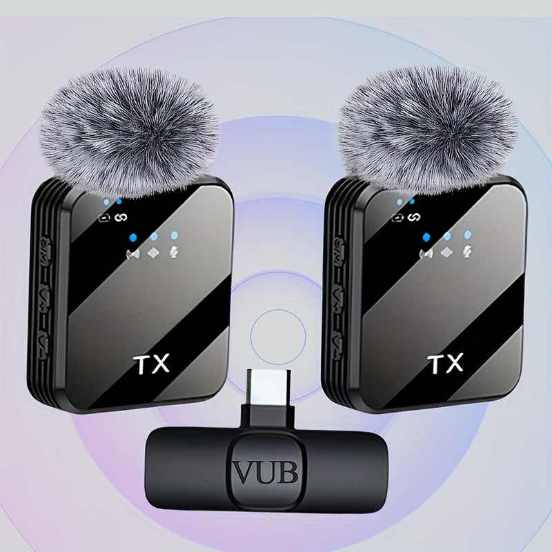 TEMU Professional Wireless Lavalier Microphone With Intelligent Noise Cancellation, Omnidirectional , And Windproof . 2-in-1 Wireless Lavalier