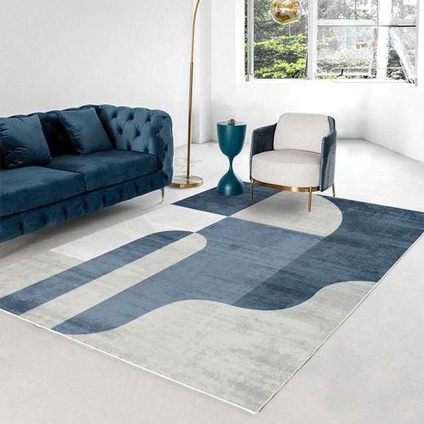 Carpets Nordic Geometry Blue Carpet for Living Room Luxury Home Decorations Sofa Table Large Area Rugs Bedroom Anti-slip Floor Mat