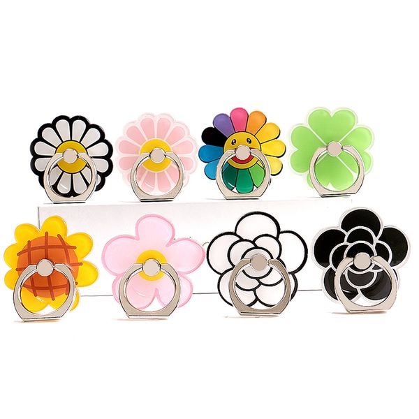 Cell Phone Accessories Creative Ring Mounts Holders Acrylic Finger Ring Buckle Bracket beautiful flower love cartoon For iPhone 7 Plus gift