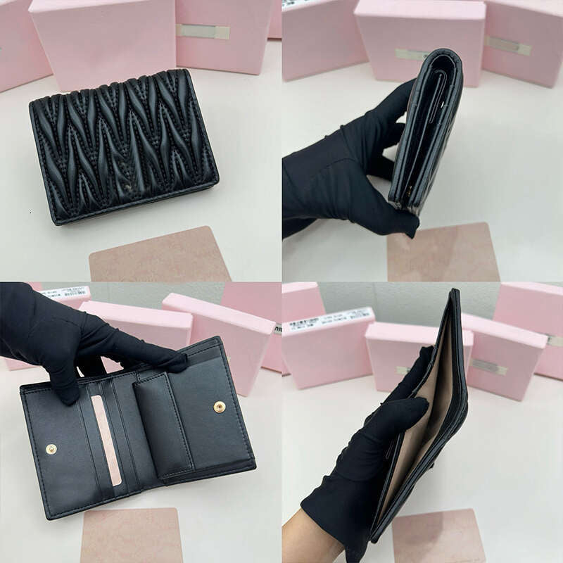 Short Wallets Card Holders Designer Mini Purses Pink Black New Ladies Fashion Luxury Pleated Wallet Coin Purse Zipper Hand Bag