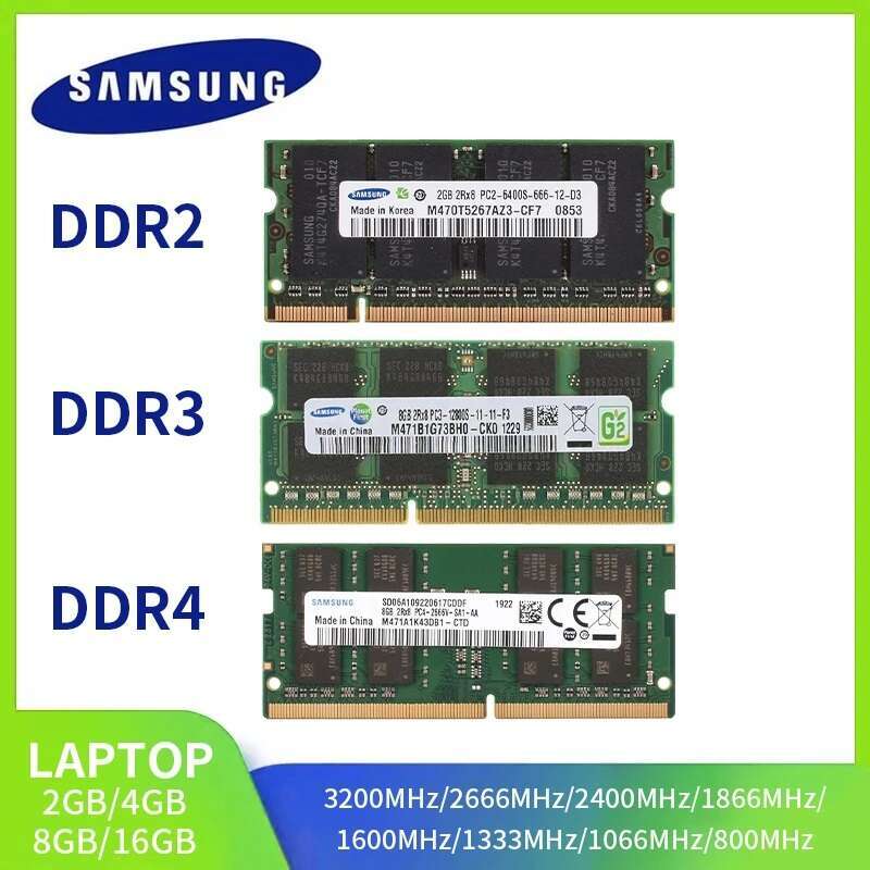 Laptop Ram DDR4 DDR3 DDR2 16GB 8GB 4GB 2GB 3200 2666 2400 1866 1600 1333 1066 800 667MHz Notebook Memoria