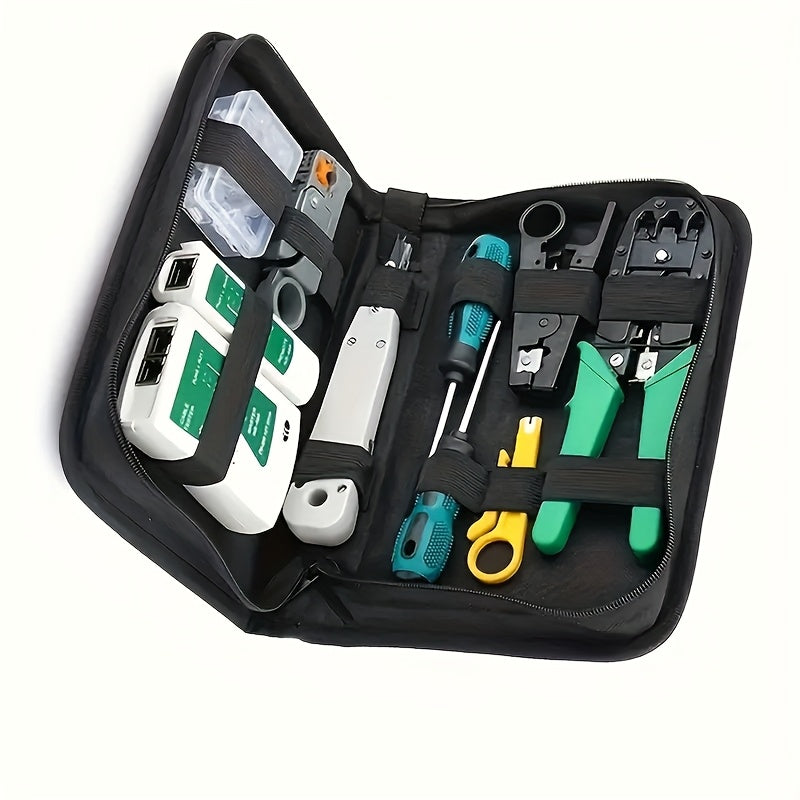 TEMU 11in 1 Portable Crimping Tool Kit, Cat5e Network-phone Cable Tester 8p8c 6p6c 4p4c Connectors, Rj11-rj12-rj45