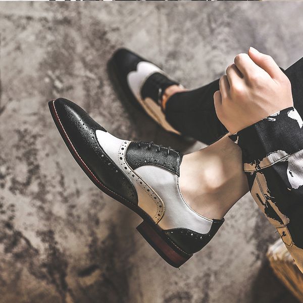 Leather Brogues Big Size Fashion Wedding Party Dress Italian Designer Male Drivng Formal Shoes Lace Up Men Oxfords d260