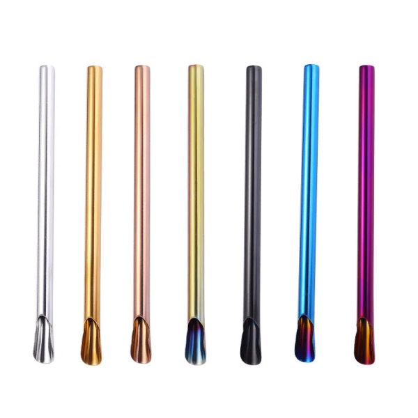 Milk Tea Straw Food Grade Stainless Steel Bubble Tea Smoothies Straws Sharp Reusable Boba Straw Summer Party Accessory LL