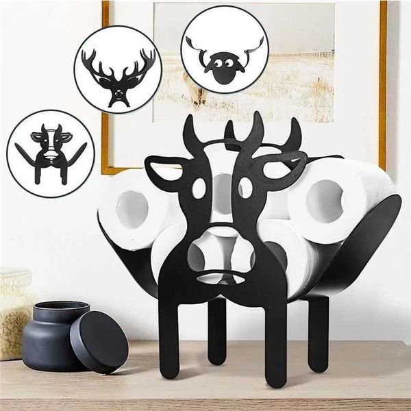 Toilet Paper Holders Bathroom Toilet Paper Towel Metal Holder Cow Sheep Elk Animal Shape Standing Roll Paper Storage Rack Kitchen Paper Orga