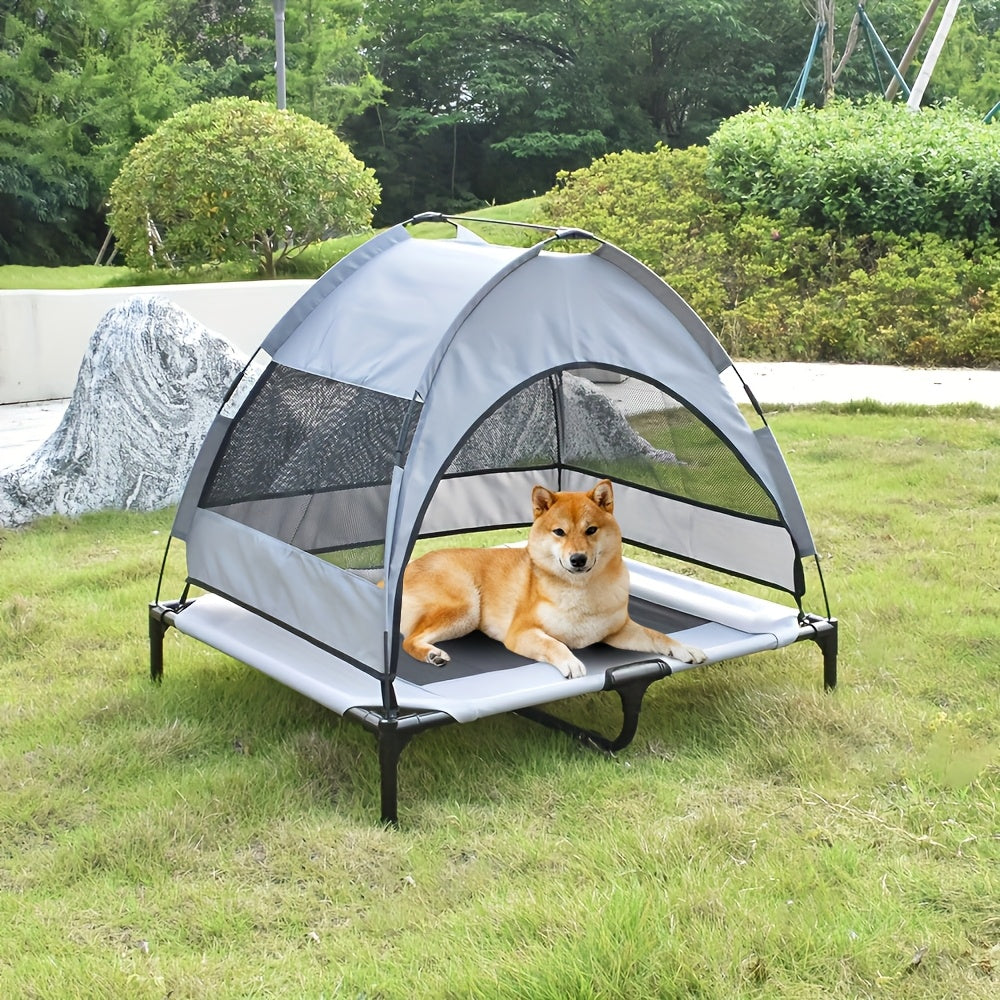 TEMU Petalent 1pc Outdoor Dog Bed With Canopy, Cooling Elevated Dog Bed With Removable Shade, Non-slip Feet, Raised Dog Cot Bed For Large Dogs, Dog