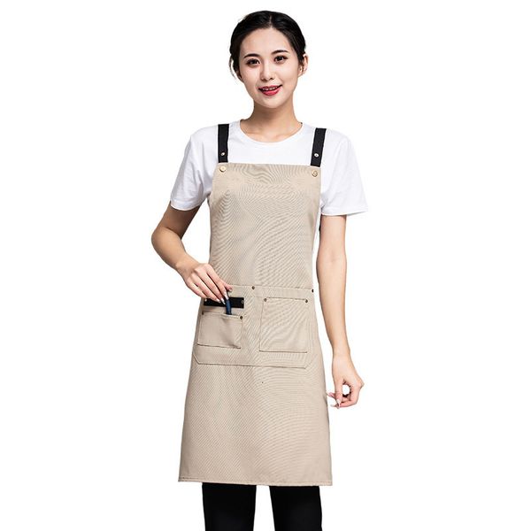 Aprons Kitchen Tools Apron For Men&#039;S And Women&#039;S Canvas Waterproof Oil Proof Barbecue Restaurants Bars Shops Cafes 230307