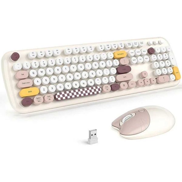 Wireless Keyboard and Mouse Combo 2.4G Full-Size Retro Typewriter Computer Keyboard X250203