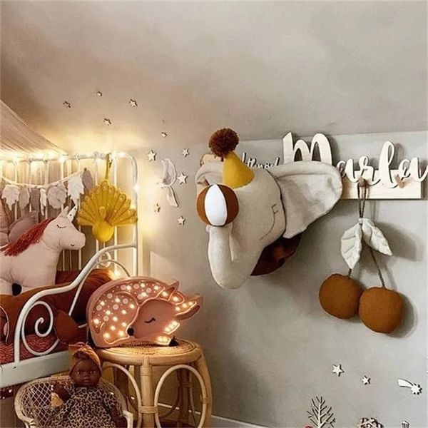 Stuffed Animal Head Wall Decoration Lifelike Animal Head for Kids Bedroom Baby Kids Room Kindergarten Bedroom Hanging Decor 250208