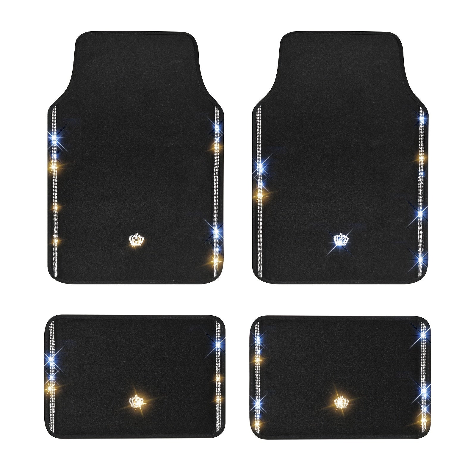 TEMU Sparkling Rhinestone-studded Car Floor Mats Suitable For Sedans, Suvs, Pickups, Heavy-duty Trucks, Waterproof, Non-slip, Easy To Clean, Suitable