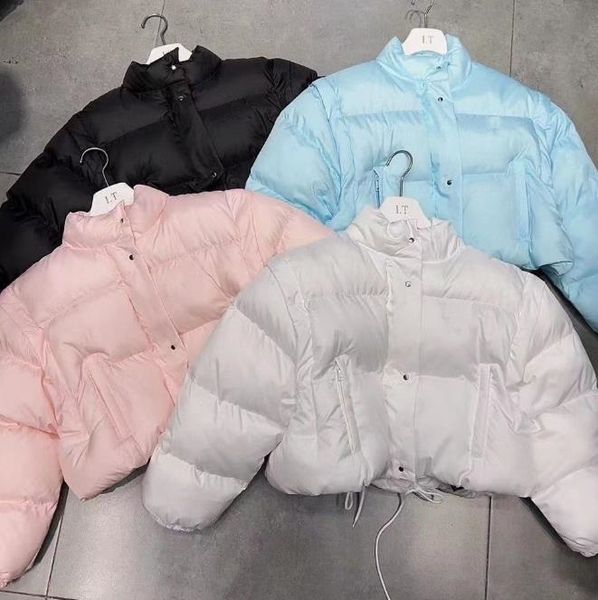 Women Autumn winter warm stand-up collar short fashionable cotton jacket detachable sleeves