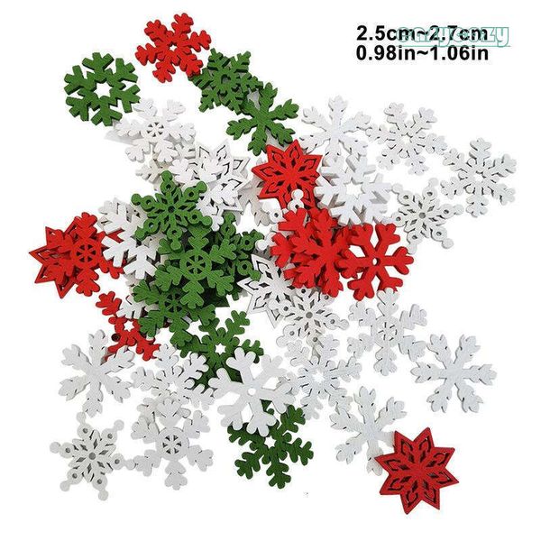 50pcs Wooden Christmas Series Pattern Scrapbooking Crafts DIY Embellishment For Handmade Sewing Miniature Christmas Tree Hanging d23