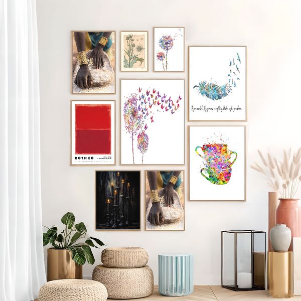 1 piece unframed painting print,halloween decorations, black candles, vintage style halloween art, halloween gifts