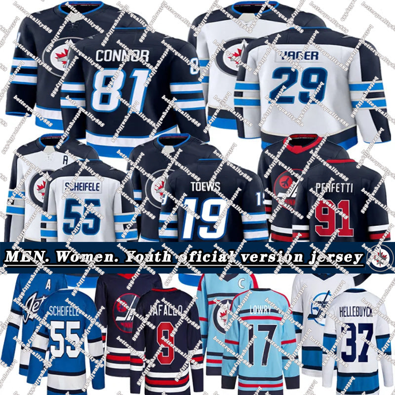 #55 Mark Scheifele winnipeg hockey jersey #19 Jonathan Toews Brayden Yager Adam Lowry Josh Morrissey Luke Schenn Nino Niederreiter Alex Iafallo Perf