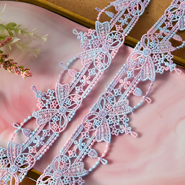 Toppe con nastro in poliestere ricamate a fiori da cucire