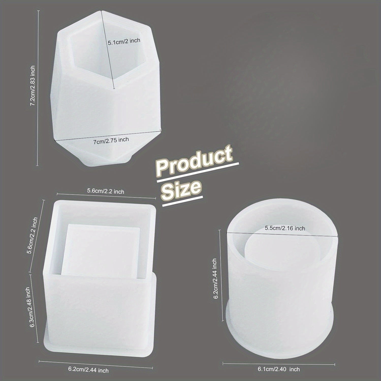 TEMU 3pcs Cup Resin Silicone Mold, Makeup Brush Holder Organizer Cylinder Craft Epoxy Mold, Diy Flower Planter Pot Molds, Cup Mold, Pen Holder Molds