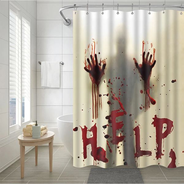Halloween shower curtains lining curtains scary and bloody handbath shower curtains Halloween decoration 240902