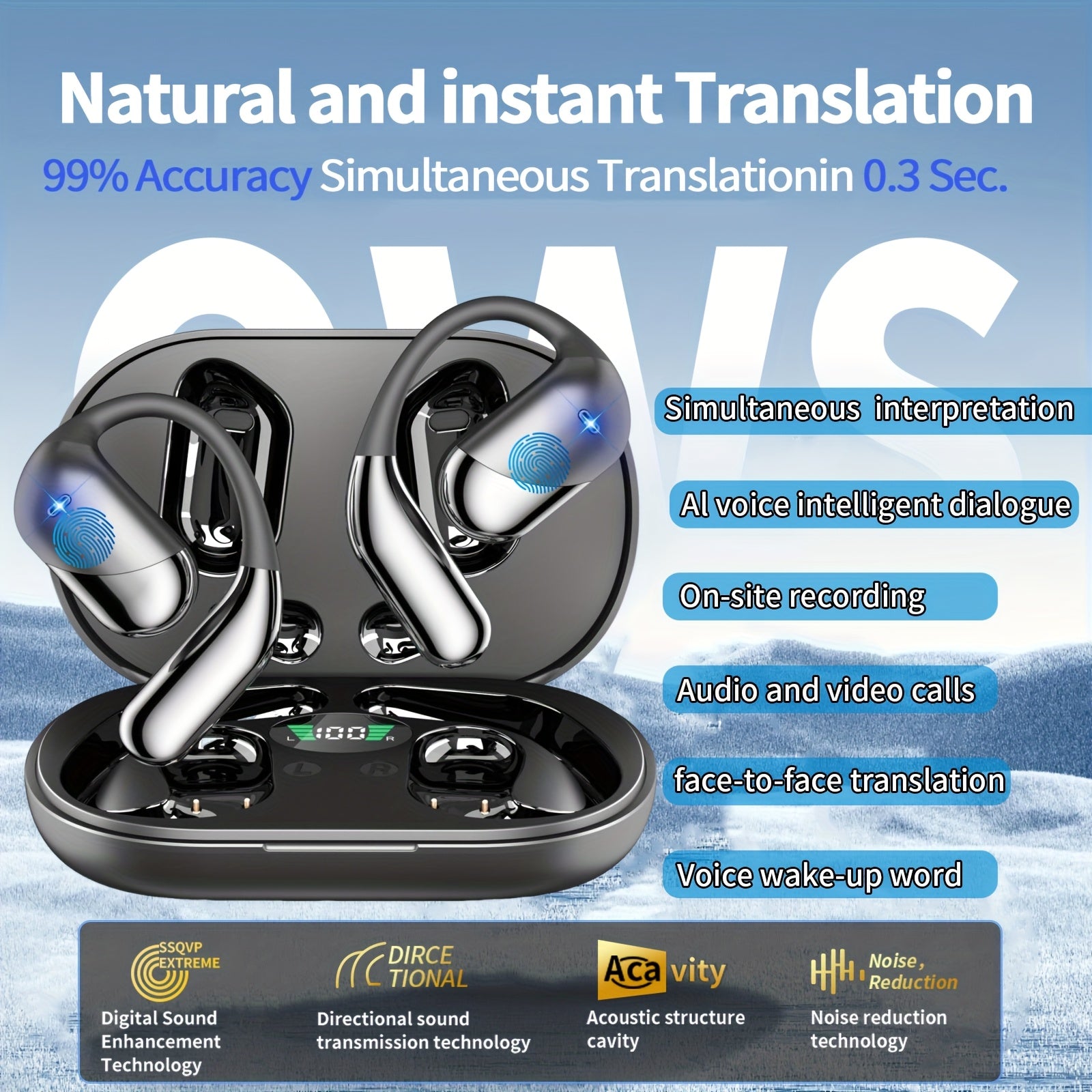TEMU Mosyxe Ai Translator Earbuds Real Time Wireless Earbuds, Wireless Earphones, Wireless Headphones Noise Cancelling, Wireless Earphones With