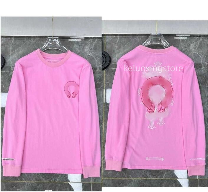 heartshoodie classic luxury designer long sleeve t shirt fashion womens horseshoe sanskrit cross print pullover sweatshirts mens loose hood chrome&a