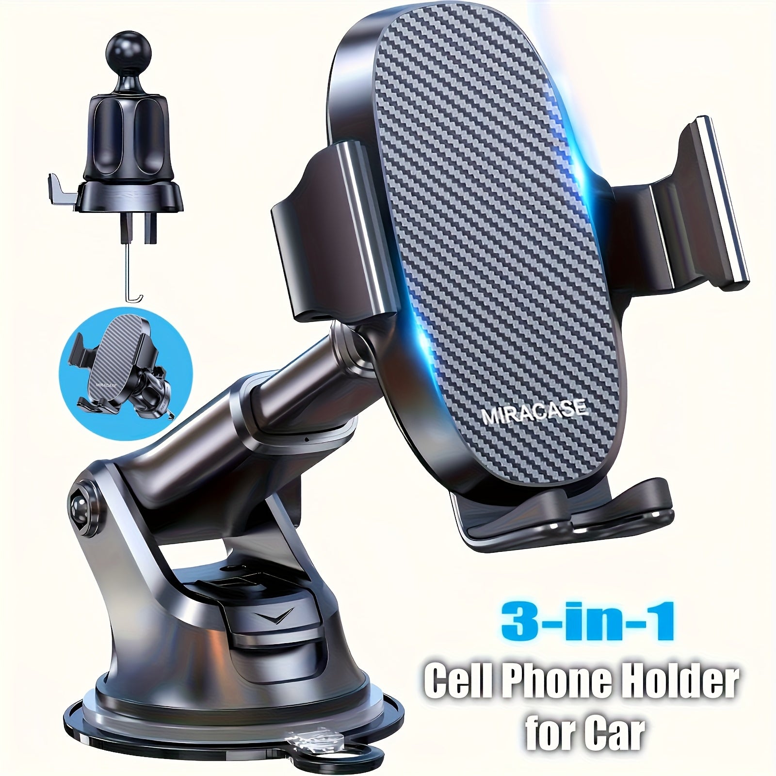 TEMU 3-in-1 Car Phone Holder Mount, Universal Cell Phone Holders For Your Car Dashboard Air Vent, Adjustable Car Phone Holders Phones, By Miracase