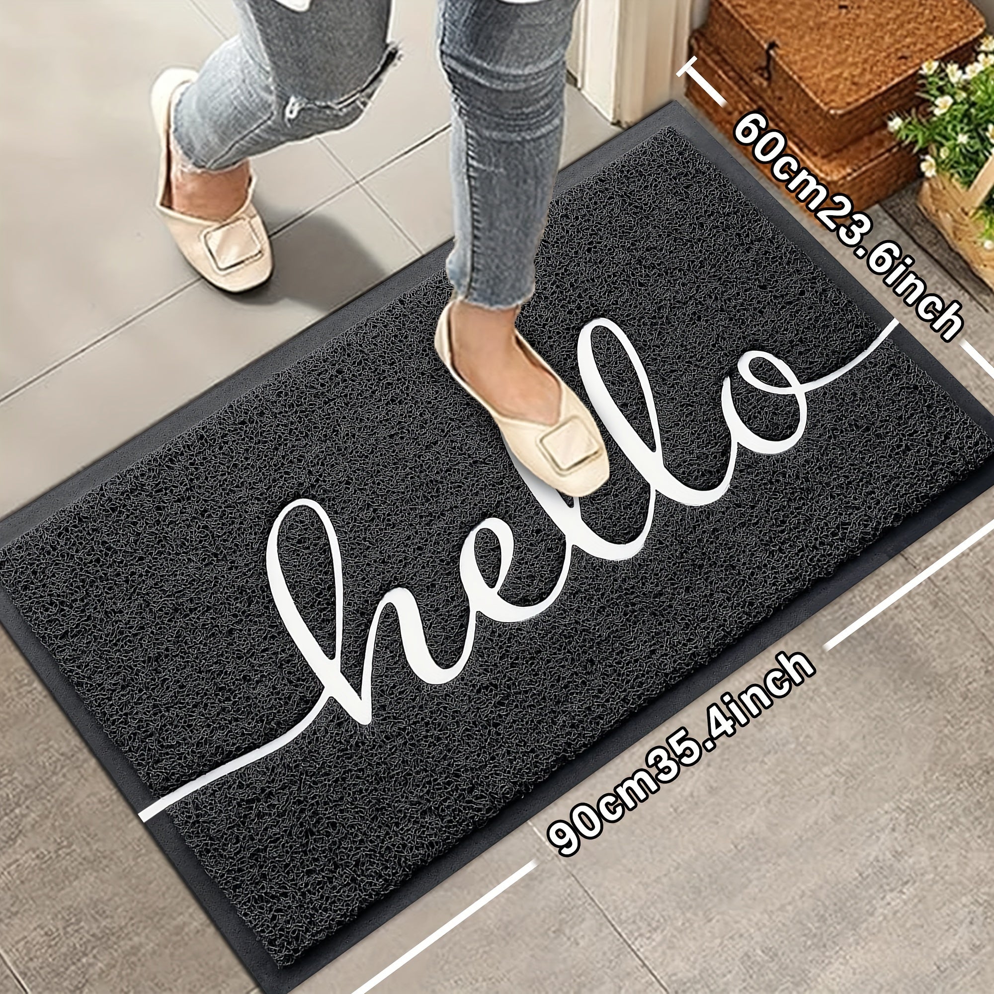 TEMU 1pc Nordic Style Letter Outdoor Entrance Door Pvc Wire Ring Mat Anti-slip Floor Mat Indoor Bathroom Anti-slip Mat- Day Giftl