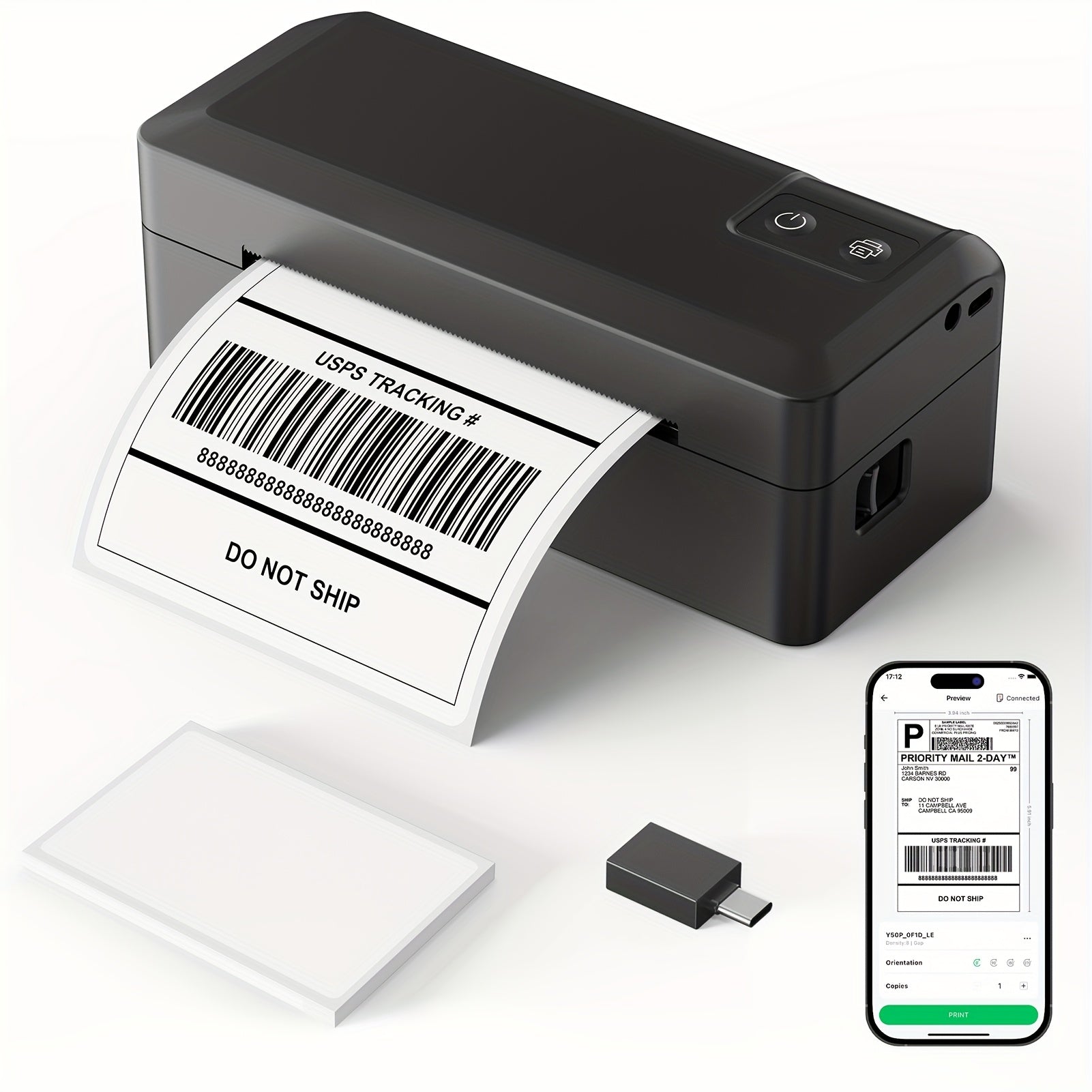 TEMU Thermal Label Printer, Wireless 4x6 Desktop Label Printer, Lightweight , Suitable For Waybills, Small , Support , For Iphone And Windows (black)