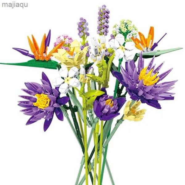 Blocos magnéticos Flores Construtor Bouquet Blocks Toys for Girls Blossom Bricks Strelitzia Reginae Anniversary Presentes de Natal Y25011764