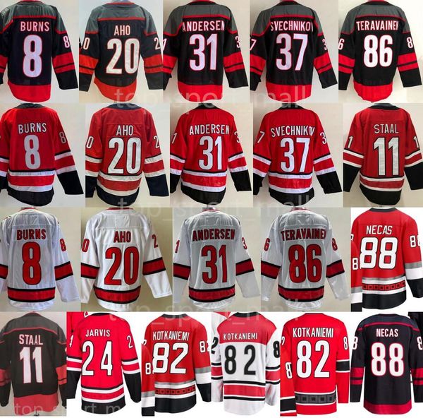 Hockey Canes 20 Sebastian Aho Jerseys Jesperi Kotkaniemi Martin Necas Frederik Andersen Brent Burns Staal Andrei Svechnikov Teuvo Teravainen