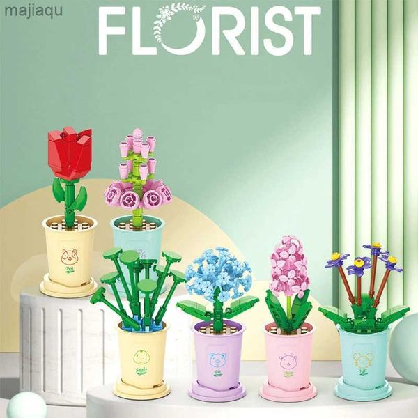 Blocos magnéticos Buquês Montaram blocos de construção Arranjo de flores Toys Pequenas partículas imortal presentes de aniversário Y250117SZ