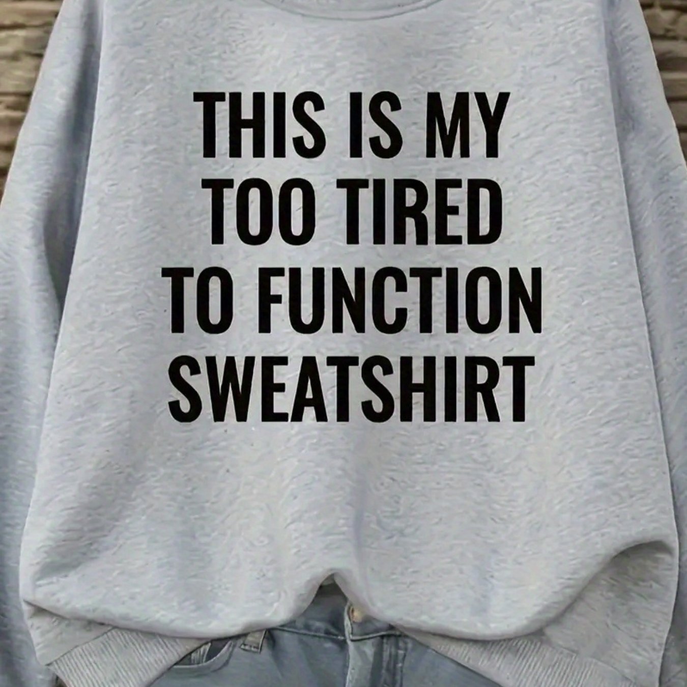 TEMU Women's "too To Function" Graphic Sweatshirt - Casual Crew Neck, Breathable Polyester Blend, Short Sleeve, Regular Fit, Casual Attire And Summer