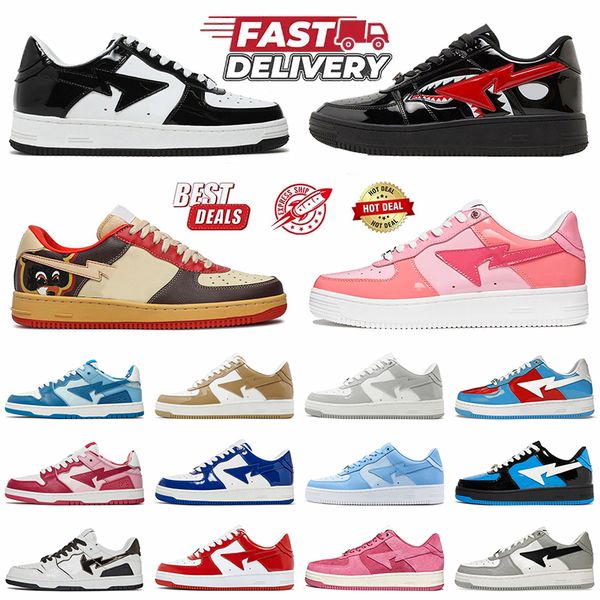 Fashion Designer Casual bapestaas Shoes Patent Flat Camouflage SK8 Stas Womens Mens Sneakers Platform Leather Low Skateboarding Calfskin Out