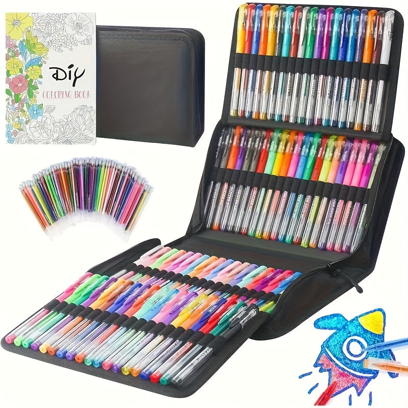 TEMU Halloween Gifts 200 Pack Gel Pen For Adults Coloring Books, 104 Artist Pens 100 Colored Pens, With 100refills, Fine Tip Metallic Gel Pen For