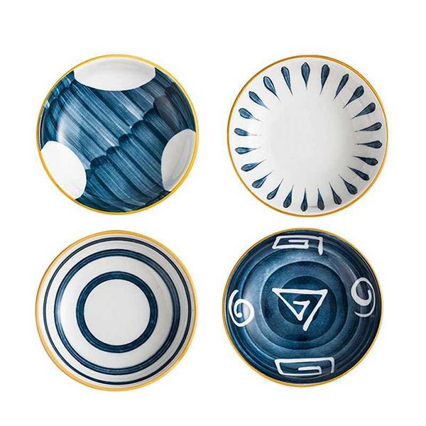 Japanese Creative Tableware Home Dish Dinner Plate Kitchen Ceramic Dish Assorted Seasoning Mini Plate Dipping Sauce Vinegar Bowl Y240902