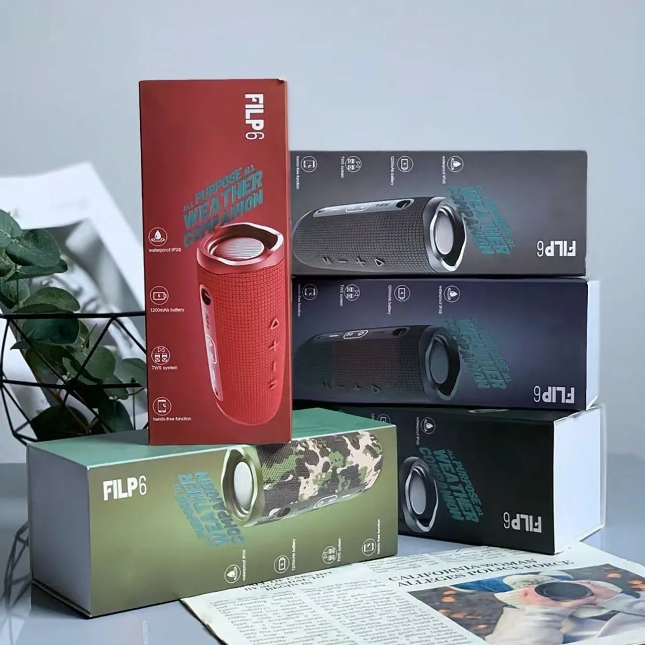 FLIP 6 Portable Wireless Bluetooth Speaker Mini Waterproof IPX7 portable speaker Outdoor powerful stereo bass