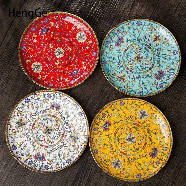 Dishes Plates Creative Gold Stroke Ceramic Dinner Plate Hotel Tableware Serving Tray Enamel Decorative H250110