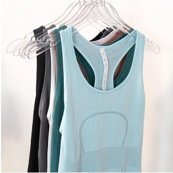 Mulheres Lululu Yoga Vshirt Designer Hollow Back Sports Fitness Top Top Yoga Running Gym Runging Tops 2025
