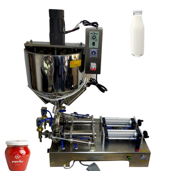 Automatic Jam Sauce Double Headed Filling Machine Heating Mixing Honey Peanut Butter Bottle Beauty Cream Cosmetic Paste
