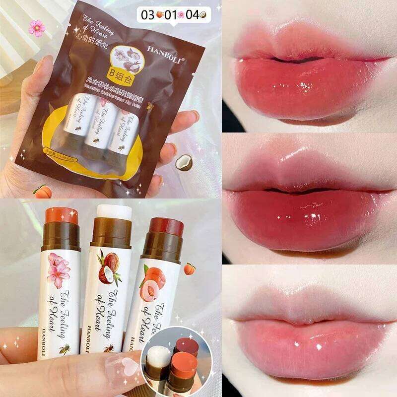 free shipping 1-3 Pcs Fruity Balm Moisturizing Gloss Nature Nourishing Temperature Change Color Lipstick Cute Jelly Tinted Lip Care