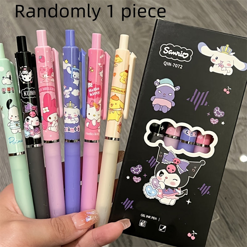 TEMU For Kuromi & For My Melody Gel Pens - Medium Point, Black Ink, Assorted Designs - Cute Anime-style Writing Tools For Office & School, Perfect