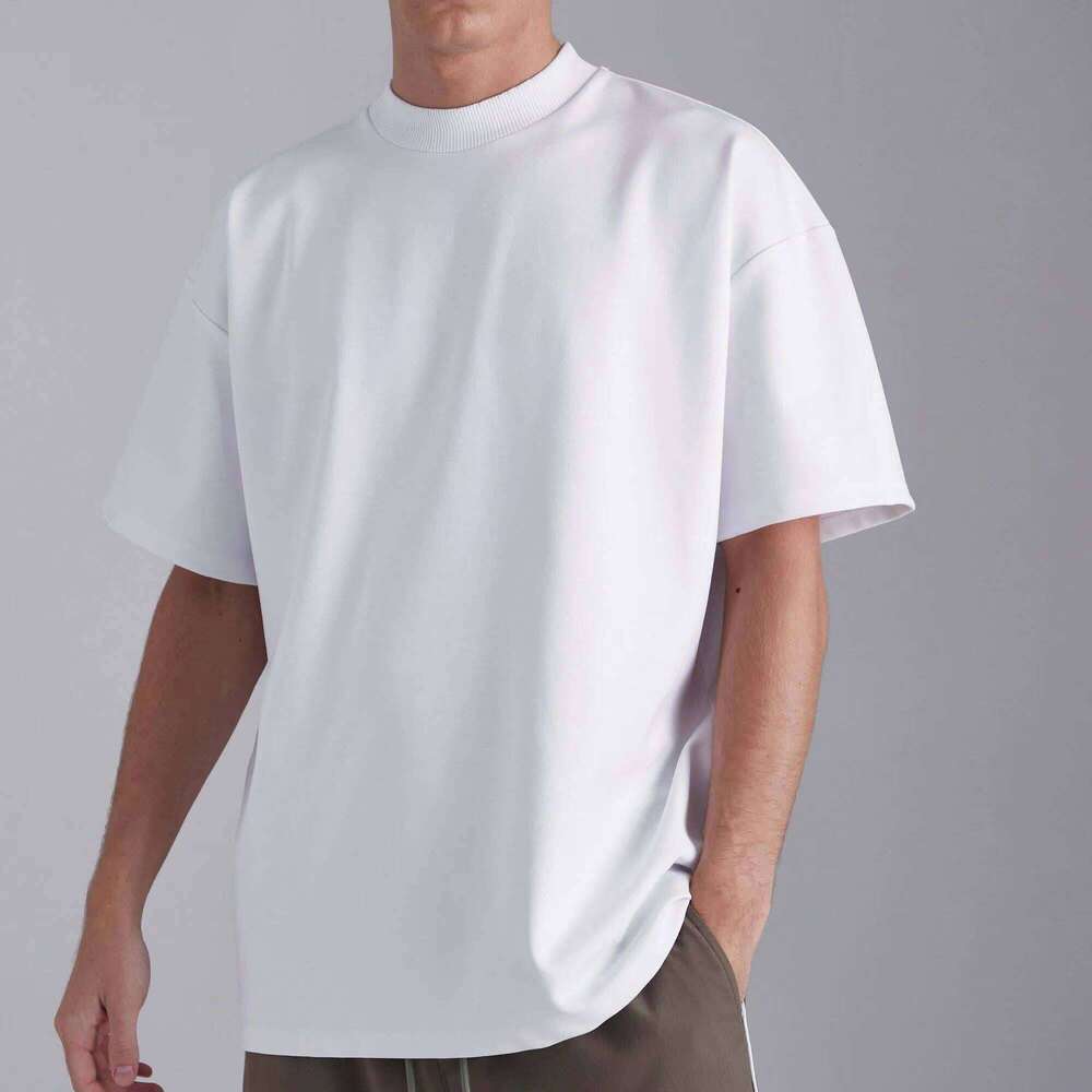 High Quality 100% Cotton Streetwear Oversized Crew Neck Ribbed Collar T-Shirt Fashion Men&#039;s Clothing Manufacturer