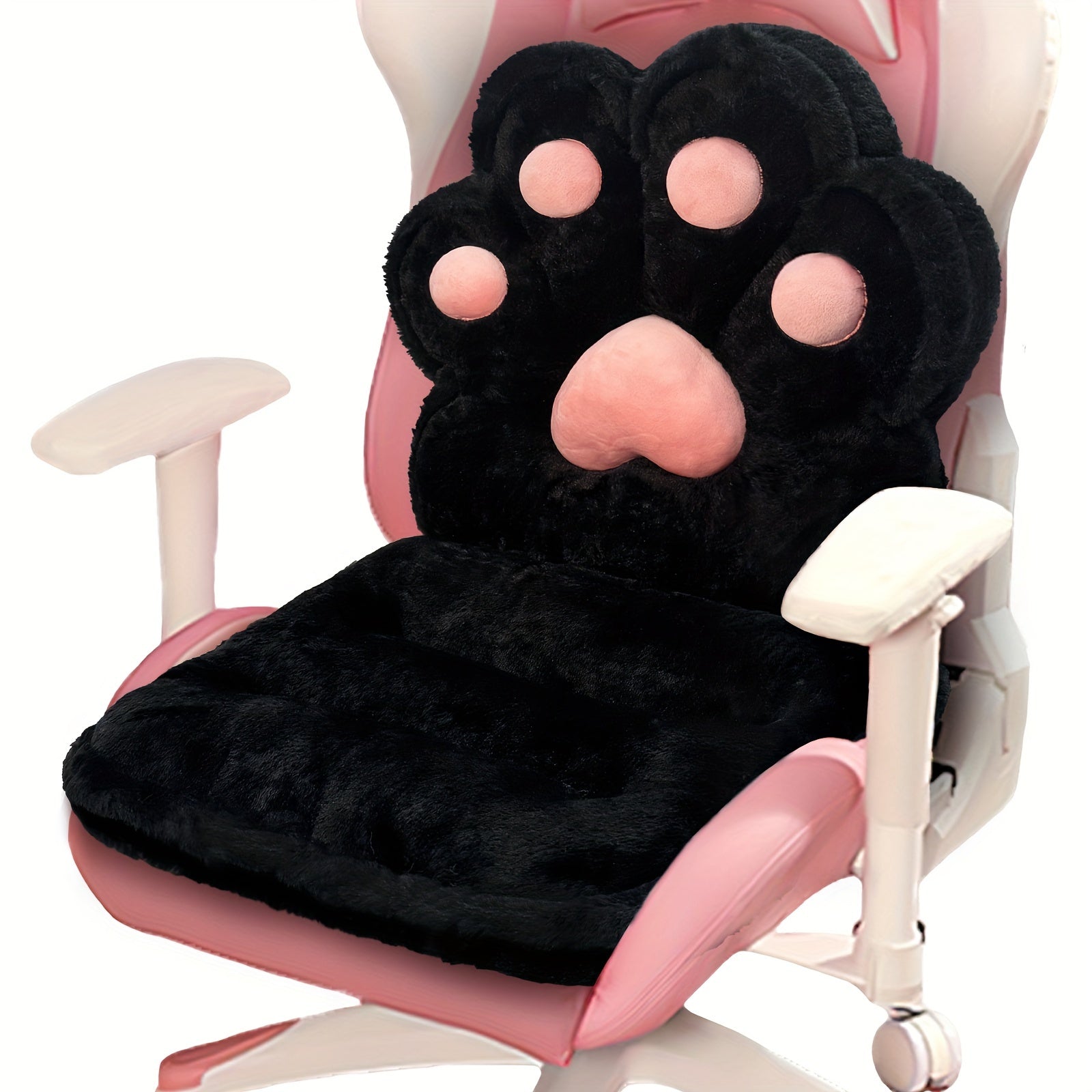 TEMU L-shape Cat Paw Cushion, Soft Chair Pillow Kawaii Chair Cushions, Rabbit Fur Gaming Chair Cushion For Gamer Girl Gifts, Comfy Plush Floor Seat