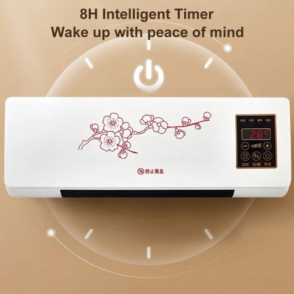 1800W Electric Heater Air Conditioner Combo Wall Mounted Room Heaters Heating and Cooling Space Warm Cooler Fan US-EU-UK-AU Plug