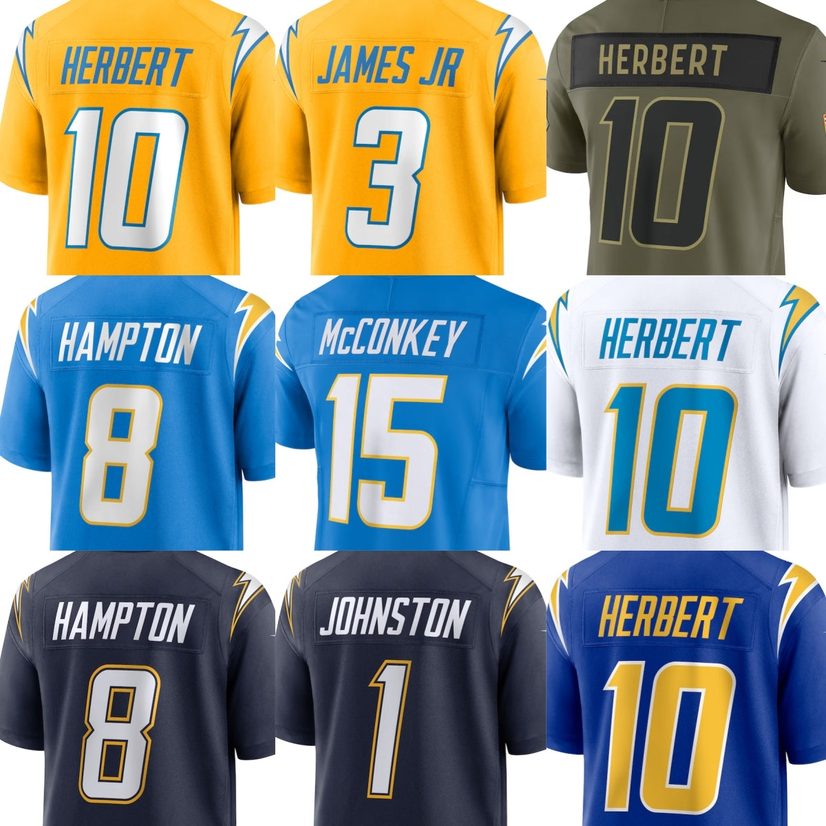 Chargers Jersey Football Justin Herbert Omarion Hampton Trey Lance Najee Harris Tyler Conklin Oronde Gadsden II Tarheeb Still Tuli Tuipulotu Tony Je